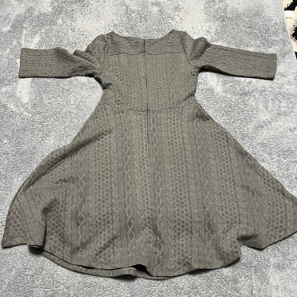 ModCloth Dress Womens Medium Gray Braid My Entire Day 3/4 Sleeve Textured - Picture 3 of 7